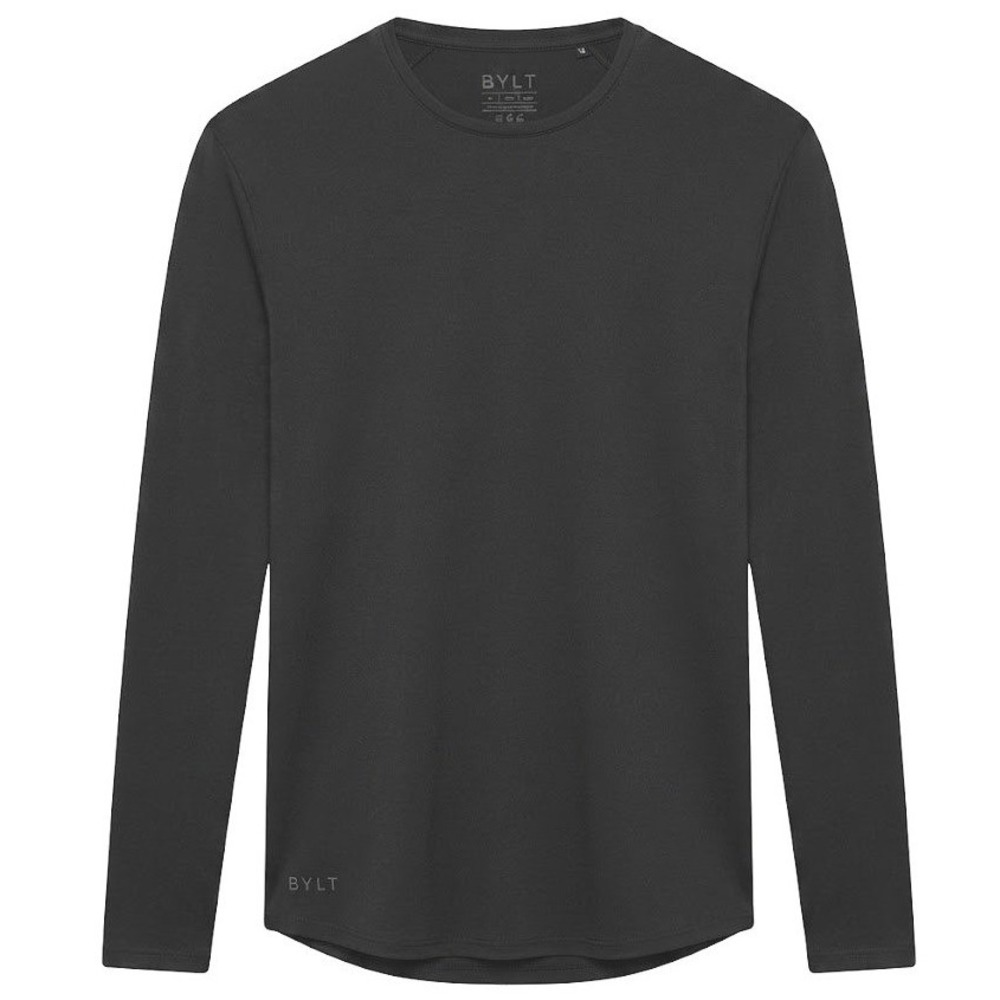 BYLT Basics Mens XL Drop-Cut Long Sleeve Lux Shirt Black Athletic Fit